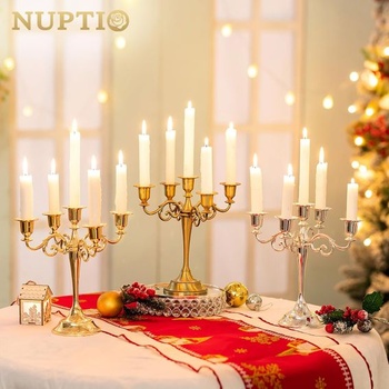 Nuptio Svícny na svíčky Svícny 2 kusy Stříbrné Stojany na svíčky Výška 24,5 cm Zkosený svícen na