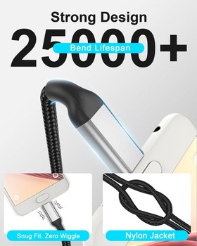 Krátky kábel USB-C na Micro-USB 0,3 m, 2,4 A, rýchlonabíjací kábel USB-C na Micro-USB, nylonový