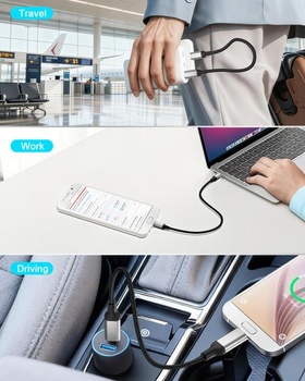 Krátky kábel USB-C na Micro-USB 0,3 m, 2,4 A, rýchlonabíjací kábel USB-C na Micro-USB, nylonový