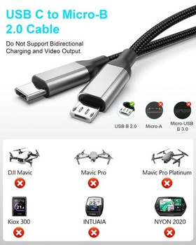 Krátky kábel USB-C na Micro-USB 0,3 m, 2,4 A, rýchlonabíjací kábel USB-C na Micro-USB, nylonový