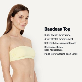 Dámsky plavecký top Amazon Essentials bandeau, veľkosť 38, svetlo žltý