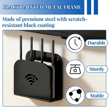 Nástenný držiak routera, polica pre router, krabica pre router s 2 možnosťami montáže, kovový,