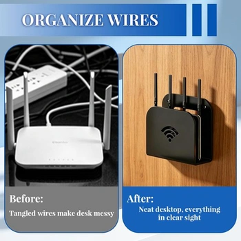 Nástenný držiak routera, polica pre router, krabica pre router s 2 možnosťami montáže, kovový,