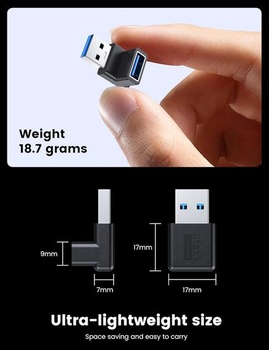 Adaptér MOGOOD 90 stupňov USB 3.2 10 Gb/s, 1 balenie, adaptér USB samec-samica, predlžovač USB OTG