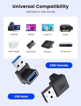 Adaptér MOGOOD 90 stupňov USB 3.2 10 Gb/s, 1 balenie, adaptér USB samec-samica, predlžovač USB OTG