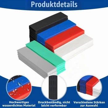 72 kusů plastových distančních/vyrovnávacích podložek 28 x 100 mm