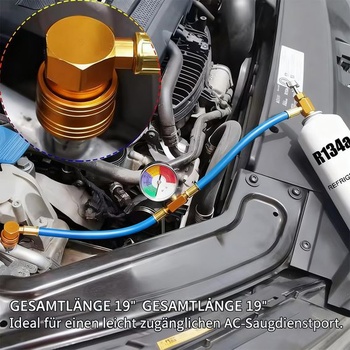 Hadica na plnenie chladiva R134a, plniaca hadica pre automobilovú klimatizáciu s manometrom, hadica