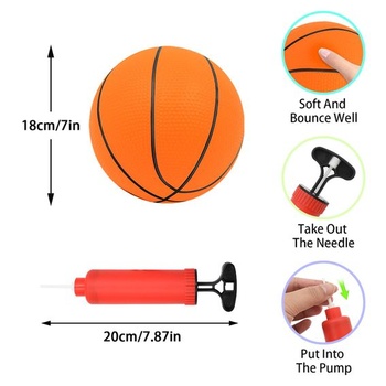 4dílná basketbalová sada, odolné PVC, průměr 18 cm, dětské basketbalové míče s pumpou pro hru