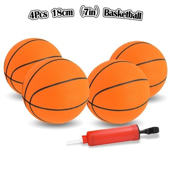 4dielna basketbalová sada, odolné PVC, priemer 18 cm, detské basketbalové lopty s pumpou pre hru