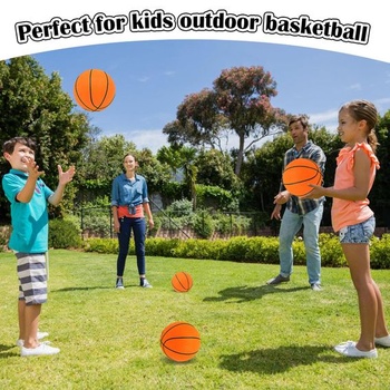 4dílná basketbalová sada, odolné PVC, průměr 18 cm, dětské basketbalové míče s pumpou pro hru
