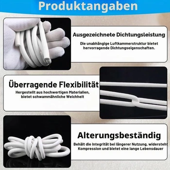 5 metrů těsnicí šňůry na spáry, Ø 10 mm, pěnová těsnicí šňůra, bílá, Ø 10 mm x 5 metrů