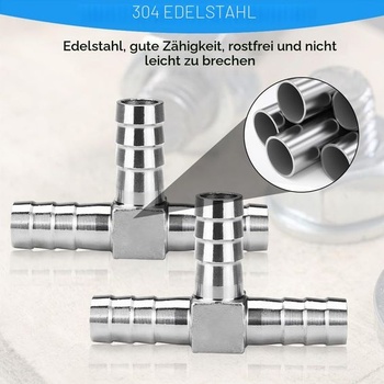 2 kusy 12mm nerezové hadicové spojky s T-kusem, 3cestná hadicová spojka 12mm ve tvaru T