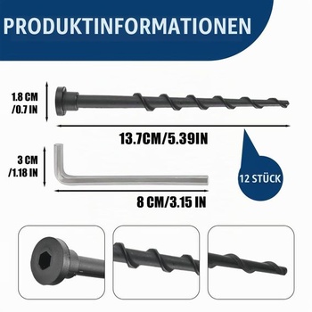 12dielna sada zemných vrutov pre robotické kosačky, 13,7 cm zemné kotvy pre nabíjaciu stanicu a garáž,