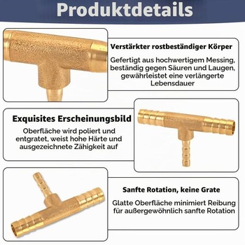 2 kusy T-kusu 8 x 6 x 8 mm, redukčného hrdla hadice s ozubeným spojom