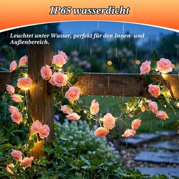 Qoosea umelé kvetinové reťazové svetelné reťaze, 1,8 m 40 LED umelé ružové reťazové reťaze, na