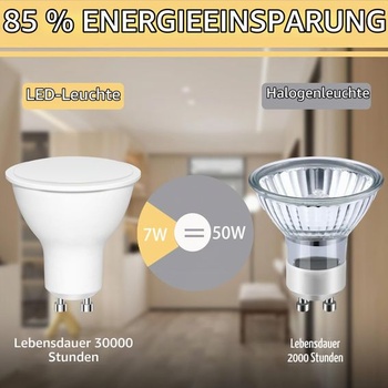 Žárovka Caldarax GU10 LED, neutrální bílá, 7W LED žárovka, nahrazuje 50W halogenové žárovky, 600LM