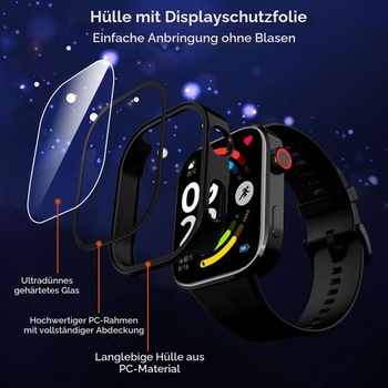 Ivoler 3dielne pevné PC púzdro s ochranným sklom pre Xiaomi Redmi Watch 6 / NFC, plné krytie,
