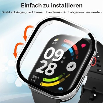 Ivoler 3dielne pevné PC púzdro s ochranným sklom pre Xiaomi Redmi Watch 6 / NFC, plné krytie,