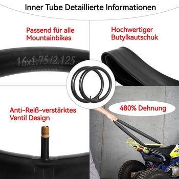 Duša 16x1,75/2,125, balenie po 2 kusoch, s ventilom Schrader AV32mm