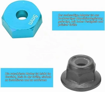 Šestihranný adaptér pro RC kola, 12mm šestihranný adaptér pro kola RC autíček 1/10 + protiskluzová