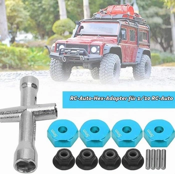 Šestihranný adaptér pro RC kola, 12mm šestihranný adaptér pro kola RC autíček 1/10 + protiskluzová