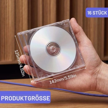 16dílná sada plastových obalů na CD, průhledných prázdných obalů na CD, obalů na DVD s výklopnými