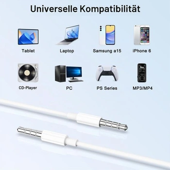 3,5mm sluchátka do uší pro Samsung Galaxy Tab A11+ a Lenovo Idea Tab (bílá)