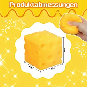 JoyLife Cheese Squishy, ​​7 cm syrová hračka proti stresu, mäkké stresové guličky, antistresový
