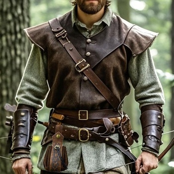 Kožené pouzdro, středověká opasková taška, vintage středověká taška ve vikingském stylu se
