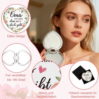 Darček pre babičku: kozmetické zrkadlo, darčeky pre babičku ku Dňu matiek, k Valentínu, skladacie