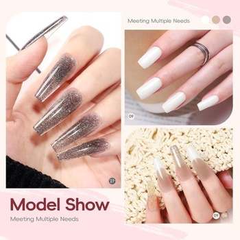 PEACECOLOR Poly Nail Gel Starter Set, 6 farieb Poly Nail Gel s UV lampou, klzný roztok, vrchný lak,