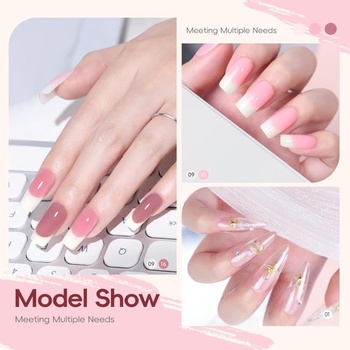 PEACECOLOR Poly Nail Gel Starter Set, 6 farieb Poly Nail Gel s UV lampou, klzný roztok, vrchný lak,
