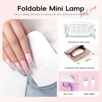 PEACECOLOR Poly Nail Gel Starter Set, 6 farieb Poly Nail Gel s UV lampou, klzný roztok, vrchný lak,