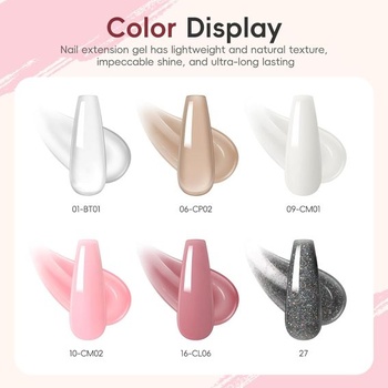 PEACECOLOR Poly Nail Gel Starter Set, 6 farieb Poly Nail Gel s UV lampou, klzný roztok, vrchný lak,