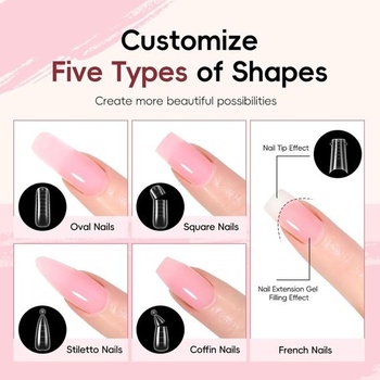 PEACECOLOR Poly Nail Gel Starter Set, 6 farieb Poly Nail Gel s UV lampou, klzný roztok, vrchný lak,