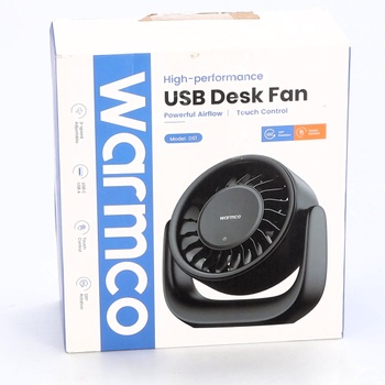 Stolný ventilátor Warmco s USB a dotykovým ovládaním (len USB prevádzka), malý ventilátor, konektory