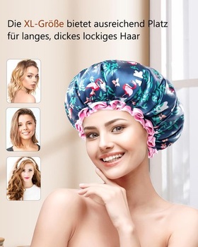 Mikimini opakovane použiteľná sprchová čiapka pre ženy, veľkosť XL, Flamingo, 2 kusy (balenie po 2)
