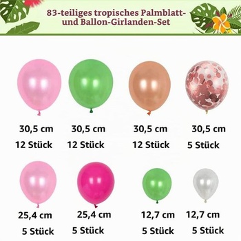 Girlanda z 83 balónikov, narodeninová dekorácia Vaiana, havajská dekorácia z palmových listov, dekorácia