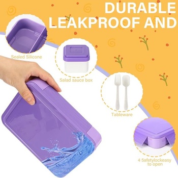 Detský obedový box Sprifityy s priehradkami, 1330 ml nepriepustný obedový box, vhodný do školy, na