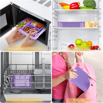 Detský obedový box Sprifityy s priehradkami, 1330 ml nepriepustný obedový box, vhodný do školy, na