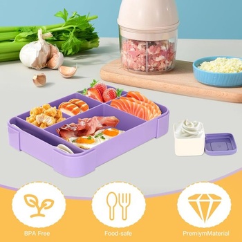 Detský obedový box Sprifityy s priehradkami, 1330 ml nepriepustný obedový box, vhodný do školy, na