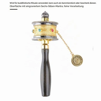 Tibetský modlitební mlýnek, mosazný buddhistický modlitební mlýnek, buddhistický modlitební mlýnek