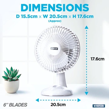 Přenosný 6palcový stolní ventilátor Status, bílý od Statusu