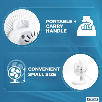 Přenosný 6palcový stolní ventilátor Status, bílý od Statusu