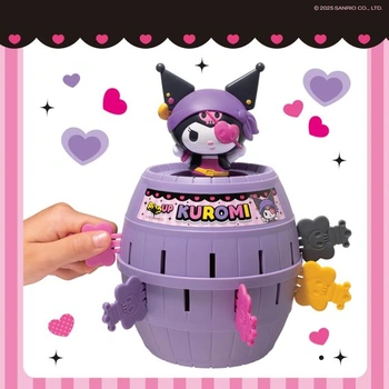 TOMY Pop Up Kuromi hra, akční hra pro děti, 2-4 hráči, věk 4+, zábavná rodinná hra, vyskakovací