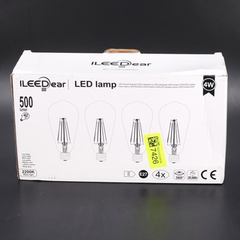 ILEEDear Edison Vintage žiarovka E27, balenie 4 ks E27 LED Vintage Retro žiarovka s teplým bielym