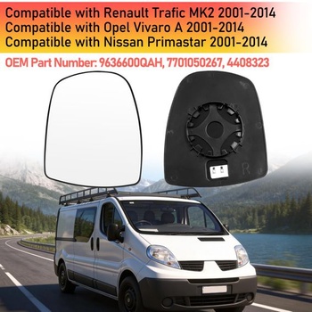 Sklo spätného zrkadla TTCR-II pre Renault Trafic MK2/Opel Vivaro A/Nissan Primastar pravá strana