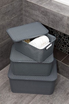 BranQ - Univerzálny multifunkčný košík Home essential v ratanovom dizajne, veľkosť M 10 l, PP