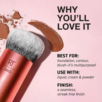 Real Techniques Bubble Blending Makeup Brush, víceúčelový štětec na obličej pro tekuté, krémové a