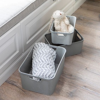 BranQ - Univerzálny multifunkčný košík Home Essential v ratanovom dizajne, veľkosť M 10 l, plast